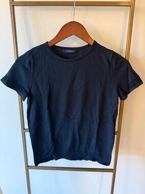 Lands' End Black Crewneck Knit Top